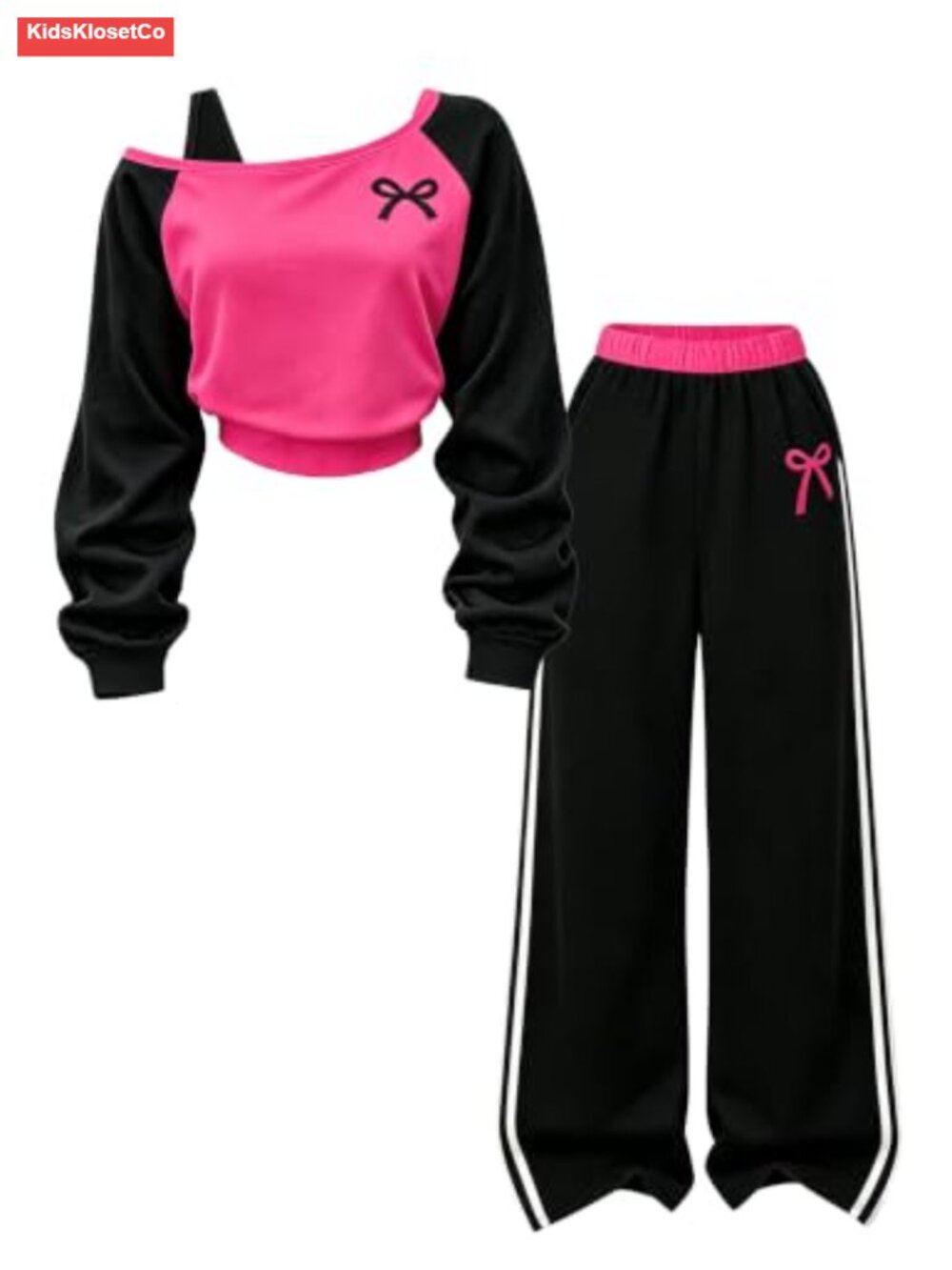 Tween Girls Off Shoulder Top and Striped Pants Set 7-16Y